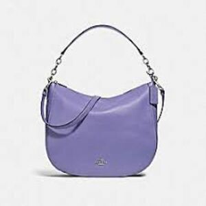 Coach Elle Purple Pebbled Leather Hobo Shoulder Crossbody Strap Bag Autentic
